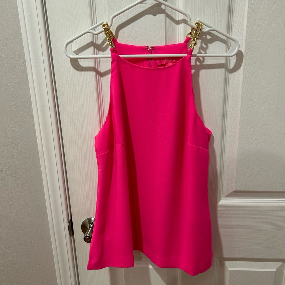 Lilly Pulitzer Pink Tank with Gold Chain Straps Size 4